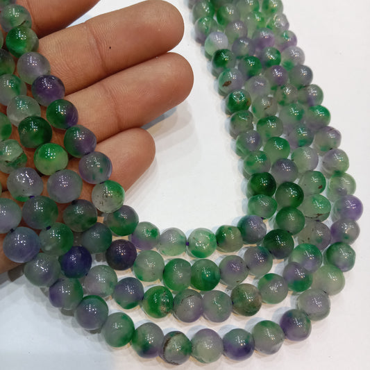 Shaded purplish green colour agate Beads (8mm) 1 string – by Suncity Beads.