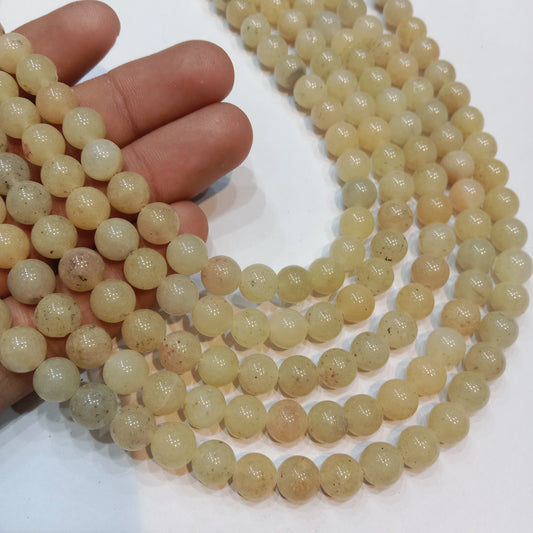 Butter yellow colour agate Beads (8mm) 1 string – by Suncity Beads.