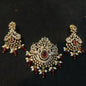 Victorian quality pendant set with earring maroon colour
