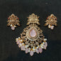 Victorian quality pendant set with earring pink colour