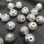 Designed work silver oxidized metal round shape beads 1 pkt 50 pcs