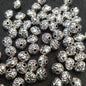 Textured spherical silver oxidized metal round shape beads 1 pkt 100 pcs