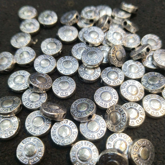 Silver oxidized metals studs flat round shape 1 pkt 100 pcs