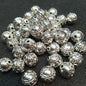 Carving work silver oxidized metal round shape beads 1 pkt 50 pcs