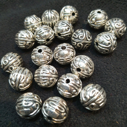 Metal oxidized silver round shape  beads 1 pkt 50 pcs