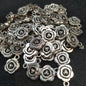 Oxidized silver rosette or camellia style flower charms round shape 12mm 1 pkt 100 pcs.