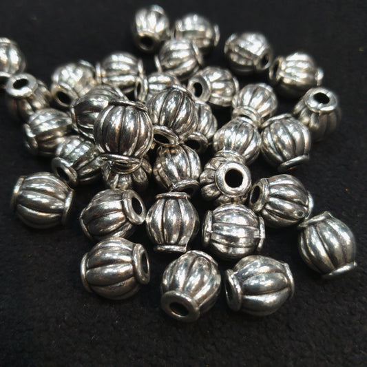 Oxidized silver fluted melon beads 12mm 1 pkt 50 pcs.