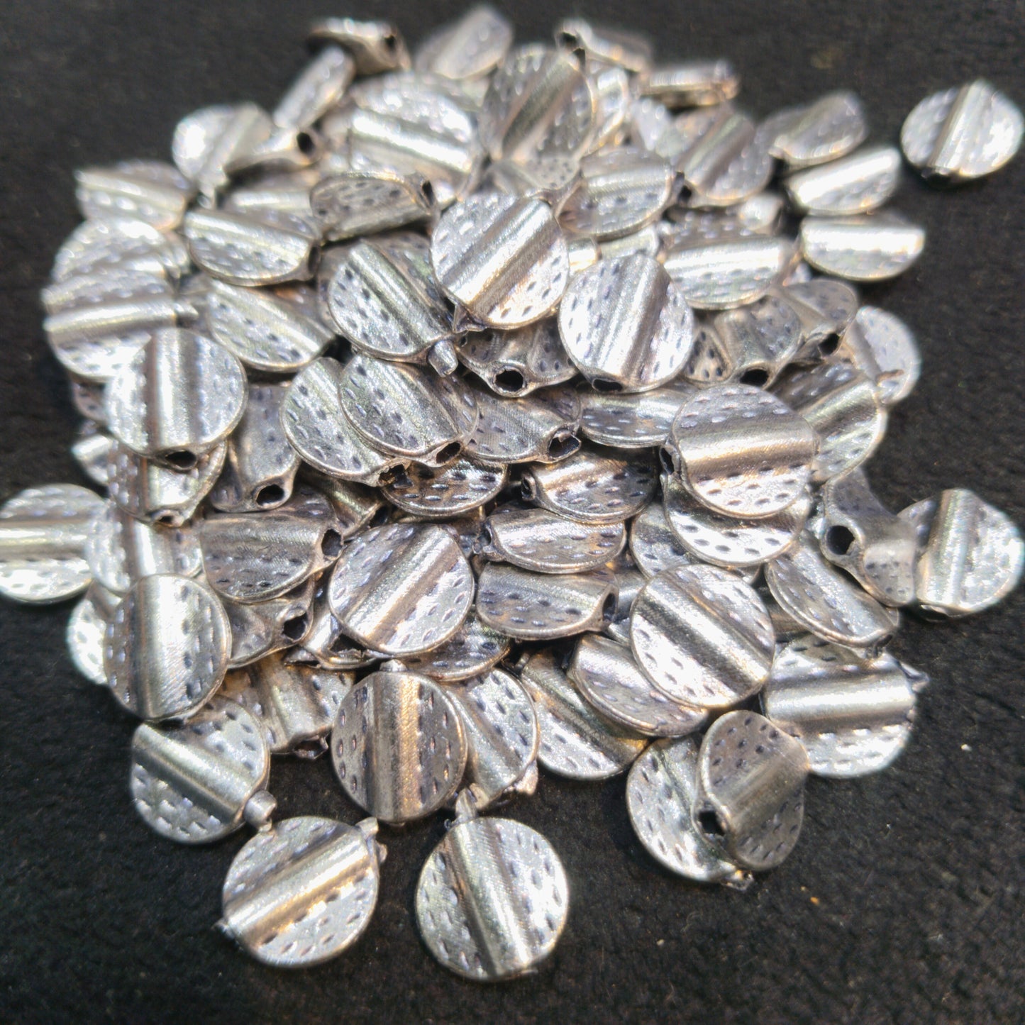 Flat round shaped silver oxidized charms 12mm 1 pkt 100 pcs.