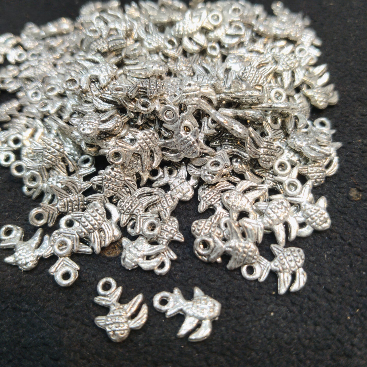 Sea turtle with textured shell charms silver oxidized metal 12mm 1 pkt 100 pcs.