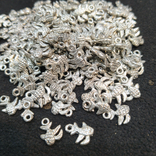 Sea turtle with textured shell charms silver oxidized metal 12mm 1 pkt 100 pcs.