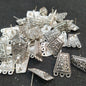 Silver oxidized flat tapered trapezoid metal 20mm 10 pairs.