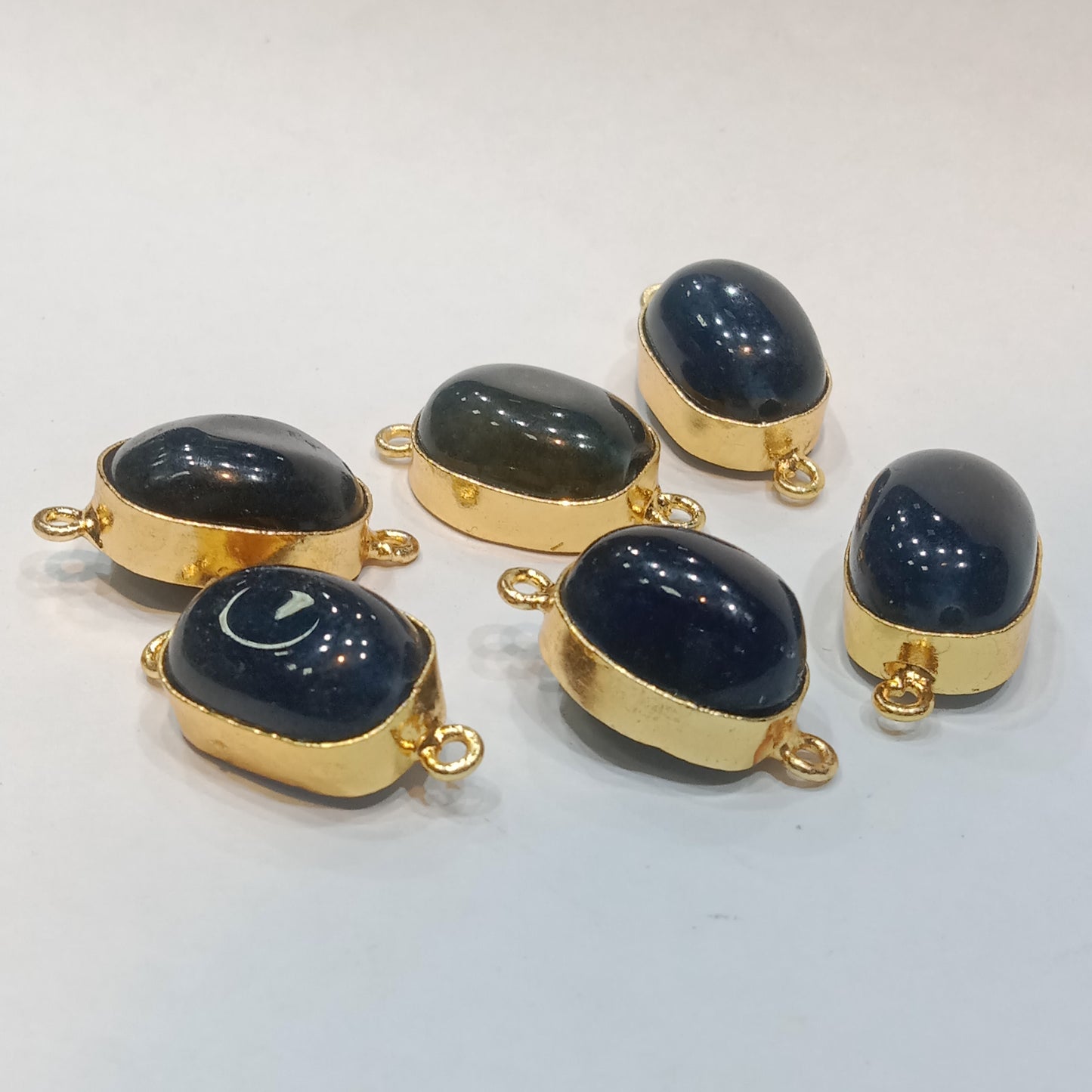 Dark blue Tumble stone connectors 6 pcs