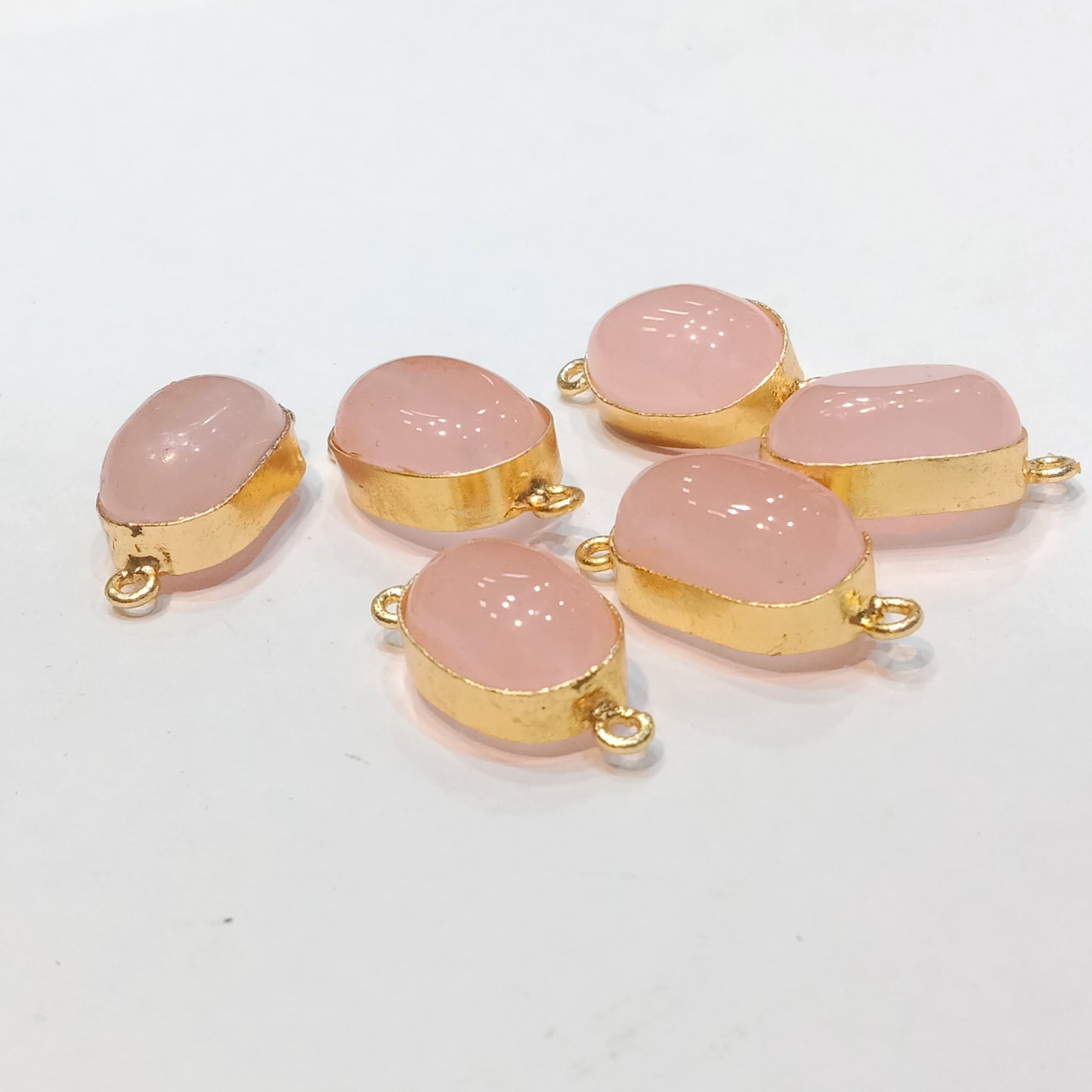 Pink Tumble stone connectors 6 pcs