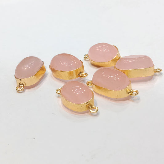 Pink Tumble stone connectors 6 pcs