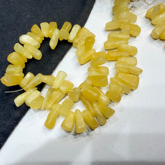 Yellow quartzte Uncut Stones Beads 1 String