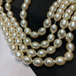 Metallic cream colour braque pearl beads 1 string