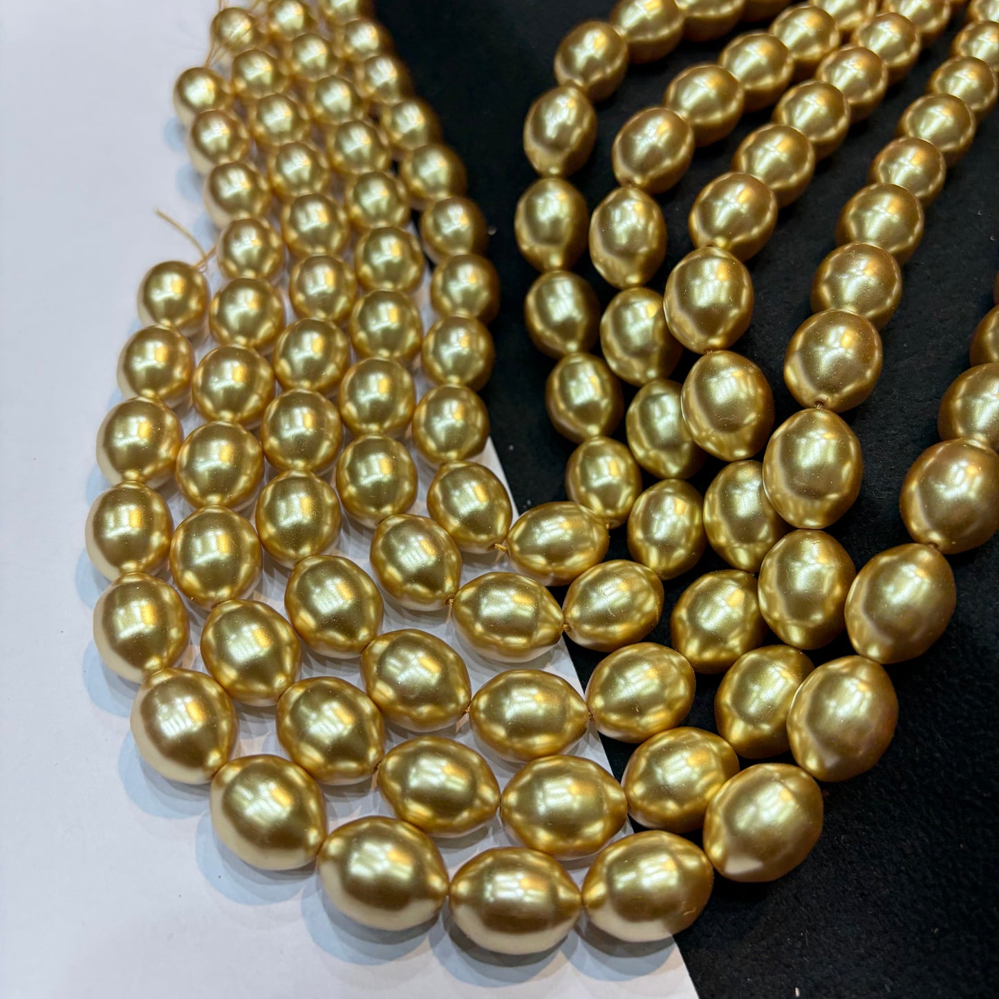 Metallic light Gold colour barque pearl beads 1 string