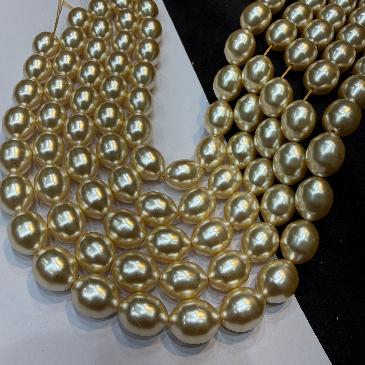 Metallic LCD Gold colour barque pearl beads 1 string
