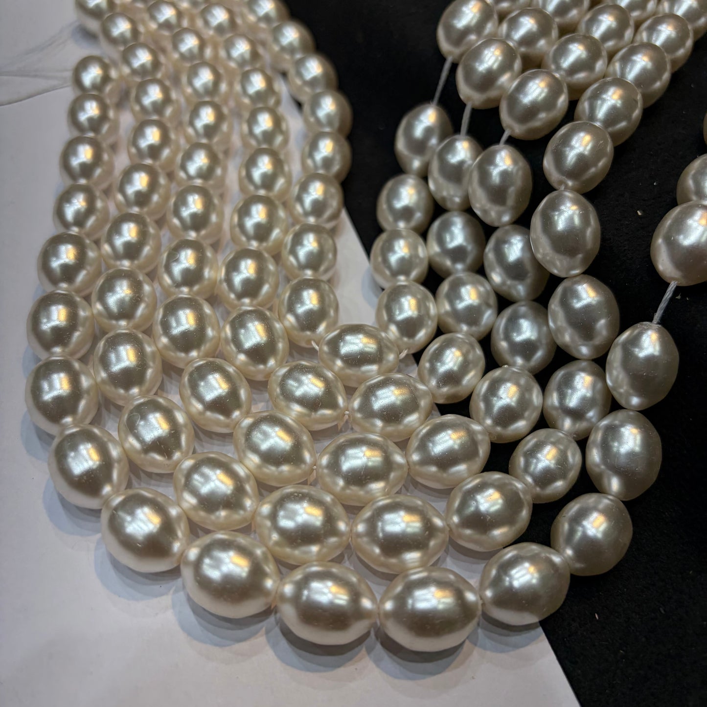 Metallic off white colour barque pearl beads 1 string