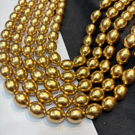 Metallic Dark Gold colour barque pearl beads 1 string