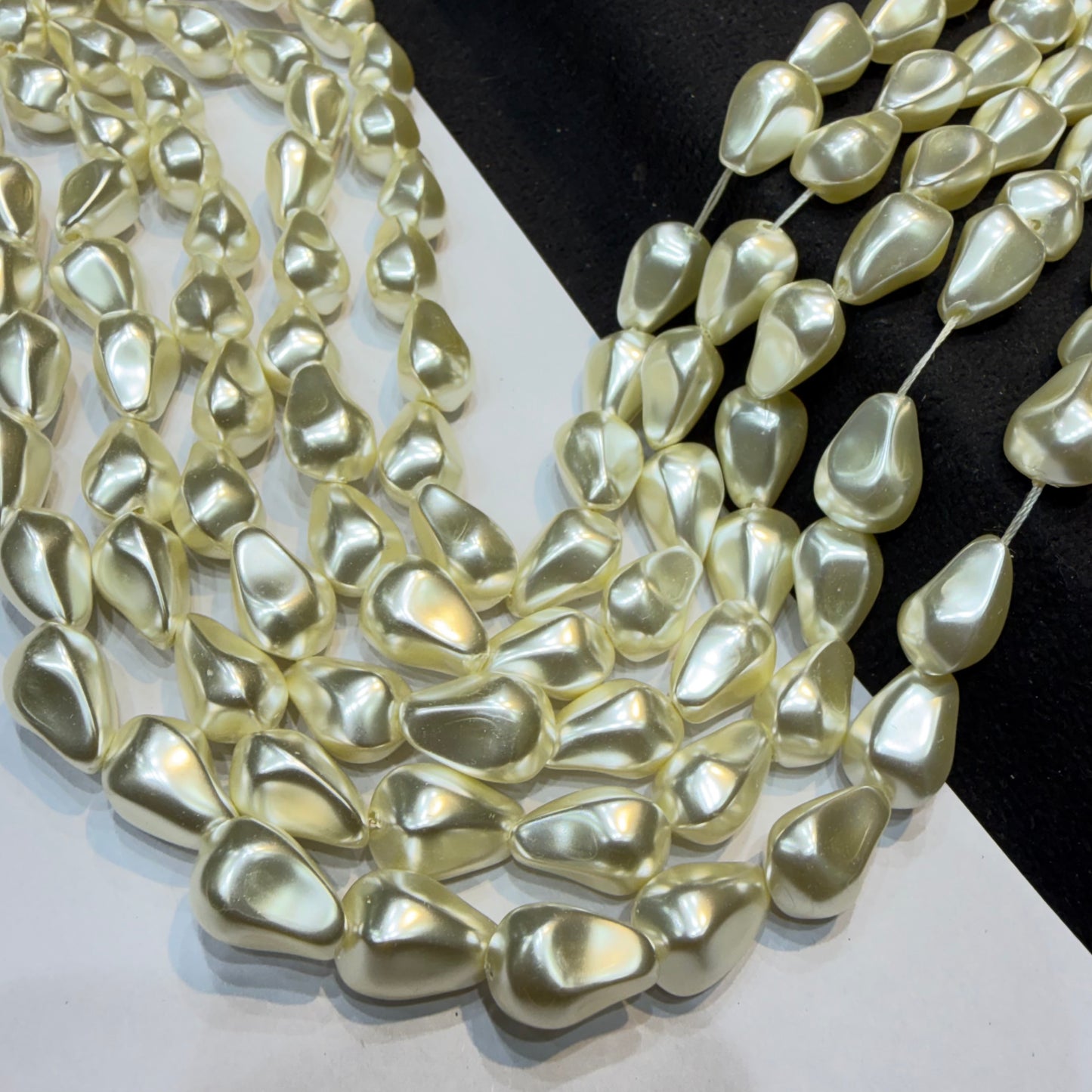 Metallic cream colour barque pearl beads 1 string
