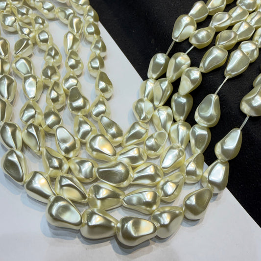 Metallic cream colour barque pearl beads 1 string