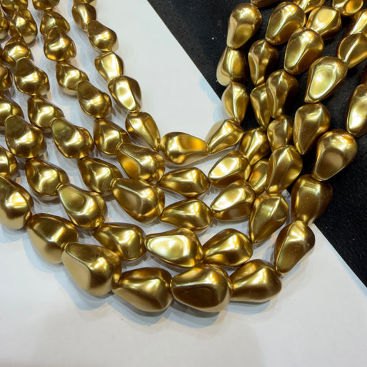 Metallic Dark gold colour barque pearl beads 1 string