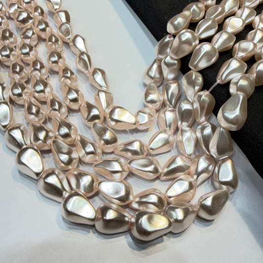 Metallic pink colour barque pearl beads 1 string