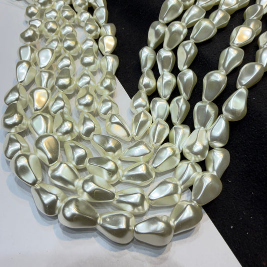 Metallic off white colour barque pearl beads 1 string