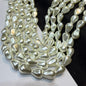 Metallic off white colour barque pearl beads 1 string