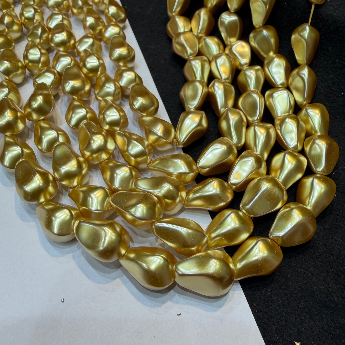 Metallic light gold colour barque pearl beads 1 string