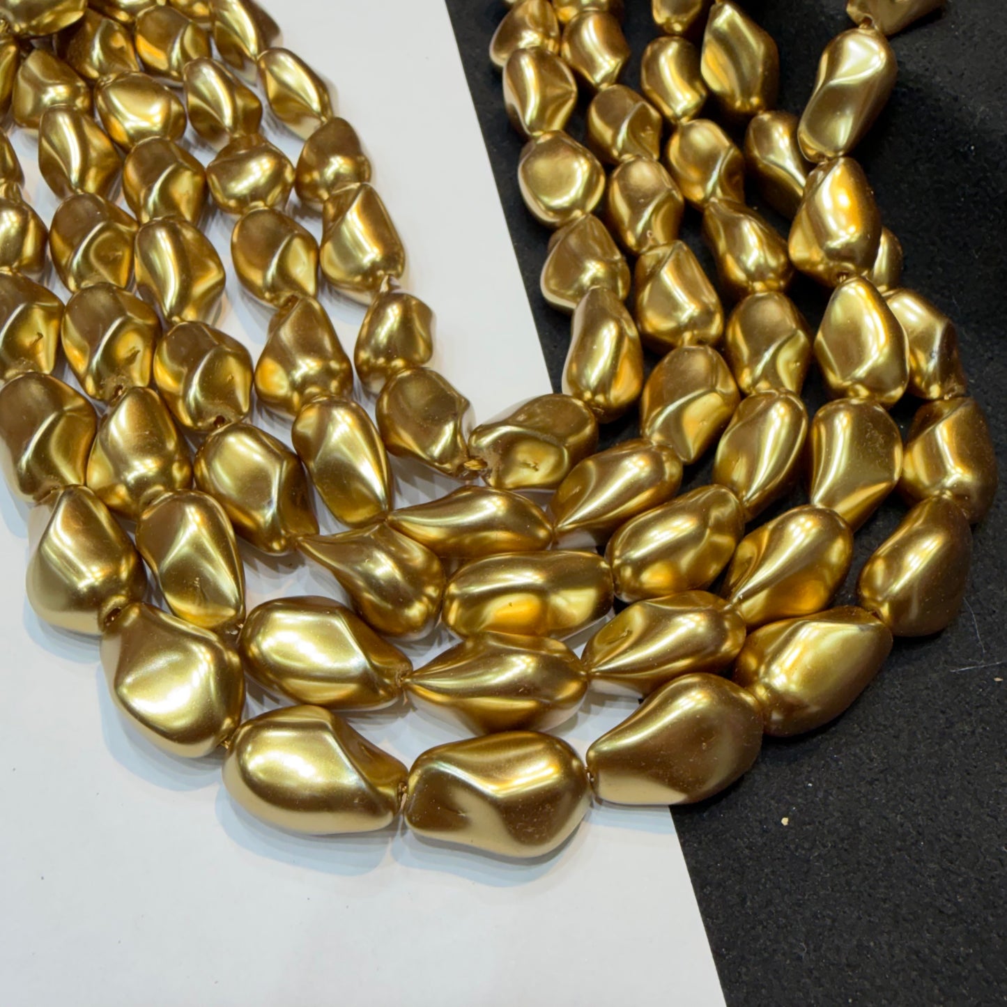 Metallic Dark gold colour barque pearl beads 1 string