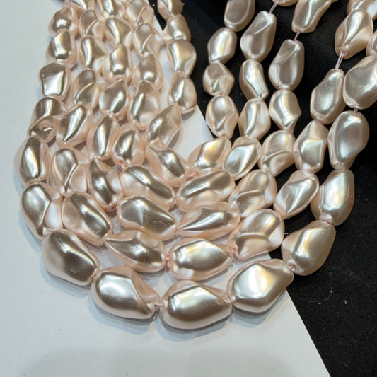 Metallic Pink colour barque pearl beads 1 string