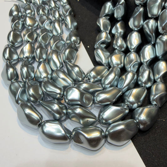 Metallic Gray colour barque pearl beads 1 string