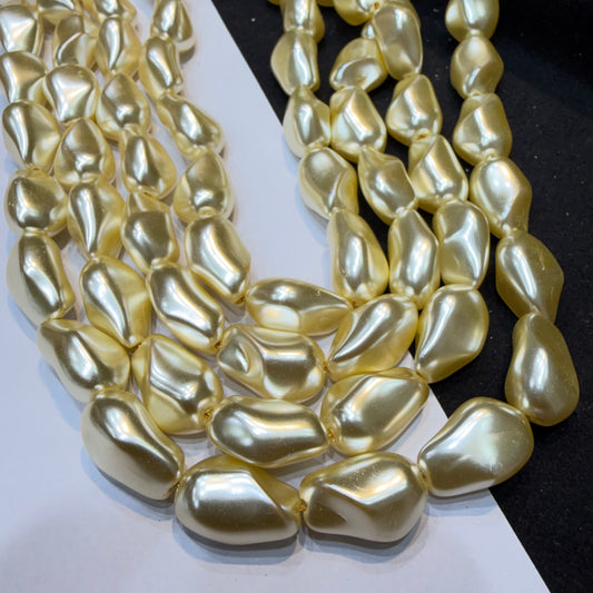 Metallic LCD gold colour barque pearl beads 1 string