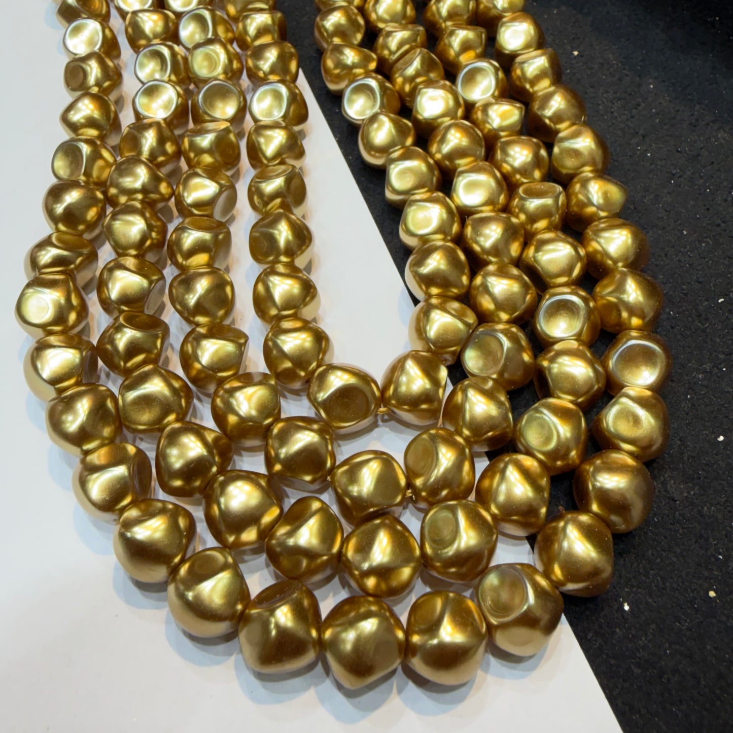 Metallic Dark gold colour barque pearl beads 1 string