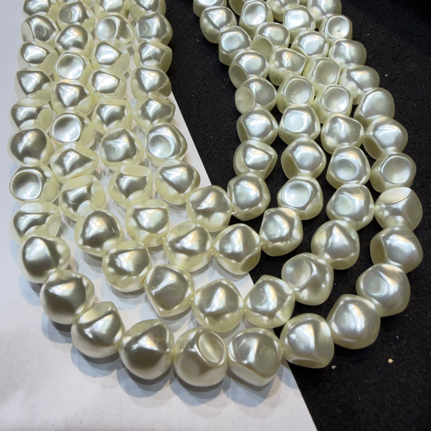 Metallic off white colour barque pearl beads 1 string