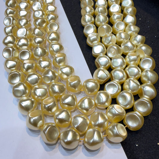 Metallic LCD gold colour barque pearl beads 1 string