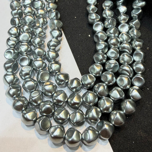 Metallic Gray colour barque pearl beads 1 string
