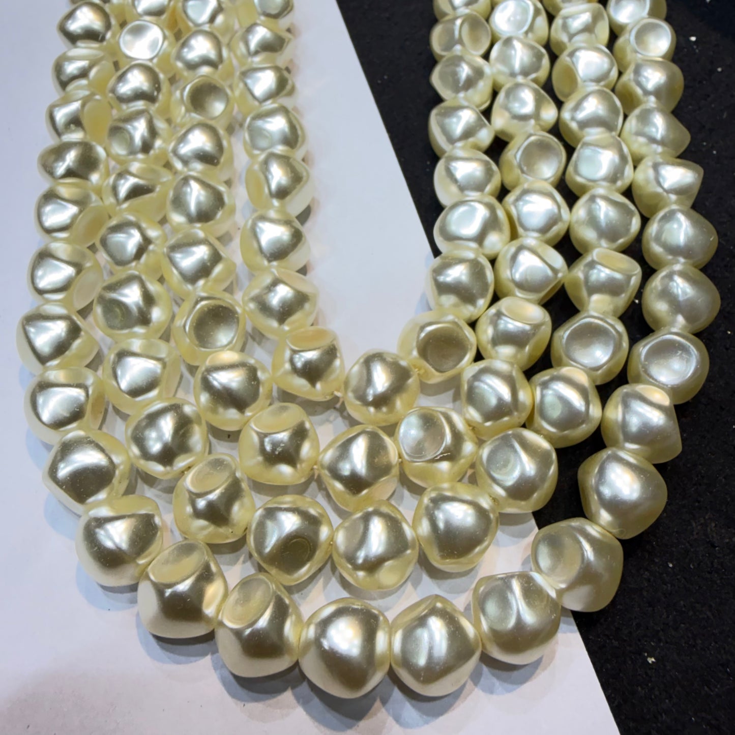 Metallic cream colour barque pearl beads 1 string