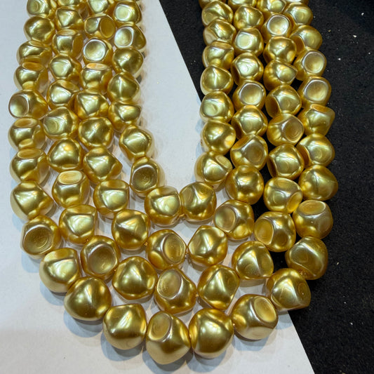 Metallic light gold colour barque pearl beads 1 string