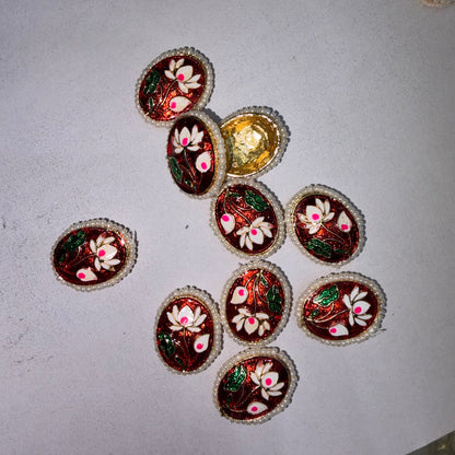 High quality meenakari Kundan 16mm 1 pkt 20 pcs.