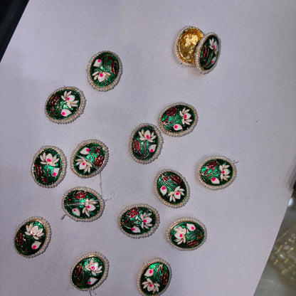 High quality meenakari Kundan 16mm 1 pkt 20 pcs.