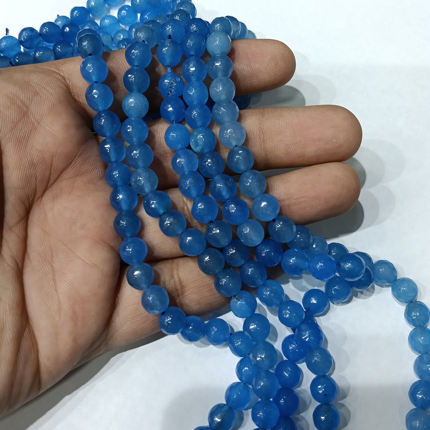 Aqua blue 8mm agate beads 1string