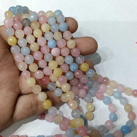 Light shades of multi 8mm agate beads 1string