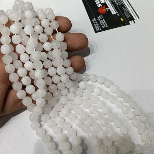 White 8mm agate beads 1string
