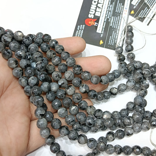 Black texture with grey 8mm agate beads 1string