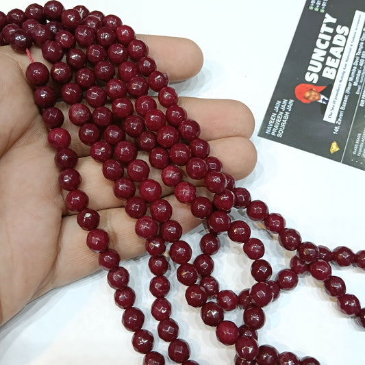 Dark Ruby 8mm agate beads 1string