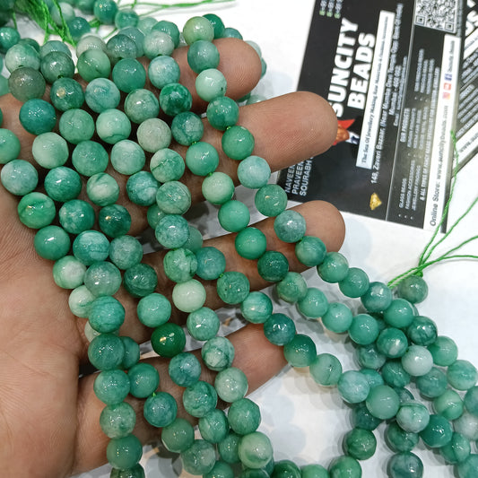 Green shaded white 8mm agate beads 1string