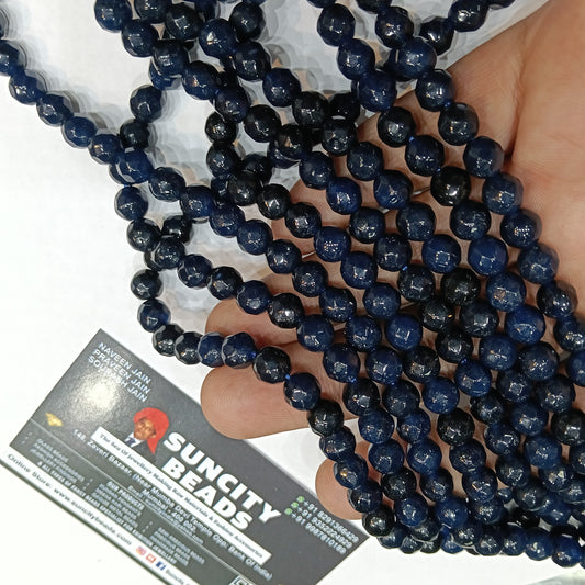 Dark Blue 8mm Agate Beads 1 string
